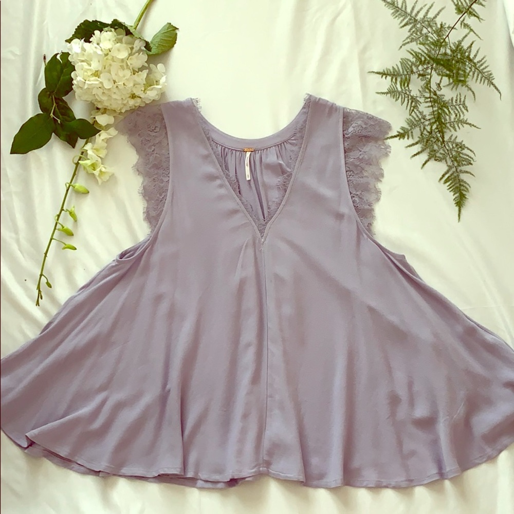 Free People Lace Lavender Top